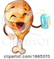 Poster, Art Print Of Happy Chicken Leg Drinking Juice