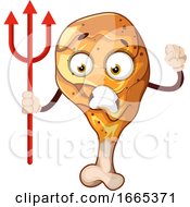 Poster, Art Print Of Angry Chicken Leg Holding A Trident