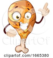 Poster, Art Print Of Funny Cheerful Fried Chicken Leg