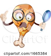 Poster, Art Print Of Surprised Chicken Leg As A Scientist Holding Magnifying Glass