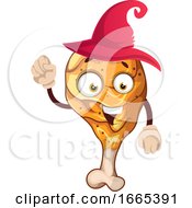 Poster, Art Print Of Joyful Chicken Drumstick Wearing A Hat