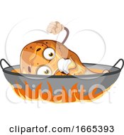 Poster, Art Print Of Afraid Chicken Drumstick In The Frying Pan
