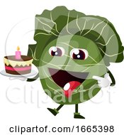 Poster, Art Print Of Cabbage Is Holding A Birthday Cake