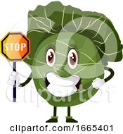 Poster, Art Print Of Cabbage Is Holding A Stop Sign