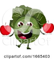 Poster, Art Print Of Cabbage Is Holding Two Apples