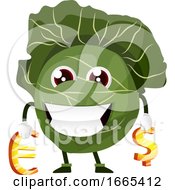 Poster, Art Print Of Cabbage Is Holding Dollar And Euro Sign