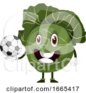 Poster, Art Print Of Cabbage Is Holding A Soccer Ball