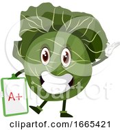 Poster, Art Print Of Cabbage Is Holding A Paper