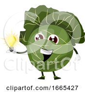 Poster, Art Print Of Cabbage Is Holding A Light Bulb
