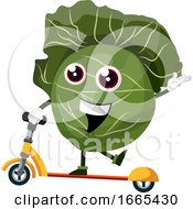 Poster, Art Print Of Cabbage Is Riding A Yellow Scooter