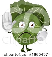 Poster, Art Print Of Cabbage Is Holding Palm Of Hand In Front Of Him