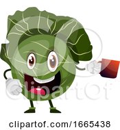 Poster, Art Print Of Cabbage Is Holding A Mug