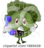 Poster, Art Print Of Cabbage With A Blue Phone