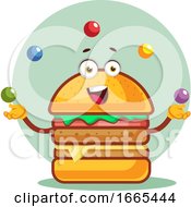 Poster, Art Print Of Burger Is Juggling With Colored Balls