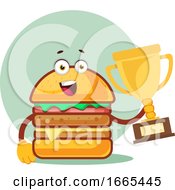 Poster, Art Print Of Burger Is Holding A Trophy