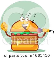 Singing Burger Is Holding A Microphone