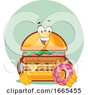 Poster, Art Print Of Burger Is Holding A Doughnut