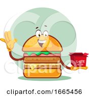 Poster, Art Print Of Burger Is Holding A Sale Box