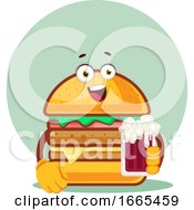 Poster, Art Print Of Burger Is Holding A Glass Of Beer