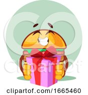 Happy Burger Is Holding A Present