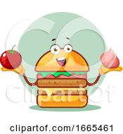 Poster, Art Print Of Burger Is Holding A Tomato And Garlic