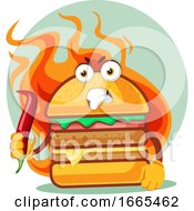 Poster, Art Print Of Hot Angry Burger Is Holding A Chili Pepper