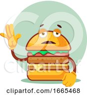 Poster, Art Print Of Burger Is Holding One Hand Up