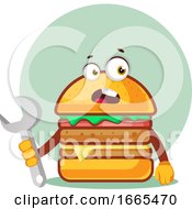 Poster, Art Print Of Burger Is Holding A Wrench