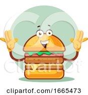 Poster, Art Print Of Burger Holds Both Hands Up