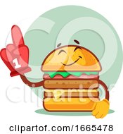 Poster, Art Print Of Burger Wearing Cheering Red Glove