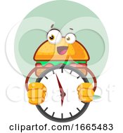 Poster, Art Print Of Burger Is Holding A Clock