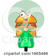 Poster, Art Print Of Burger Is Riding A Motorbike