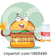 Poster, Art Print Of Burger Is Holding A Milk