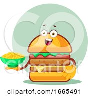 Poster, Art Print Of Burger Holds A Pasta Plate