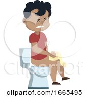 Poster, Art Print Of Boy Is Sitting On A Toilet Seat