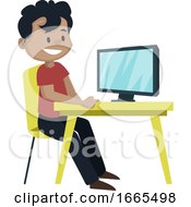Poster, Art Print Of Boy Is Looking At Computer Screen