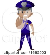 Poster, Art Print Of Policeman Is Showing Stop Gesture