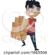 Poster, Art Print Of Boy Is Holding Boxes