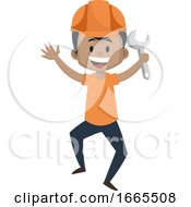 Poster, Art Print Of Boy Is Holding Wrench Tool