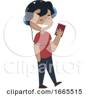 Poster, Art Print Of Boy Is Wearing Headphones