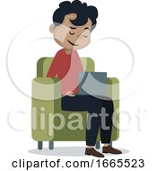 Poster, Art Print Of Boy Is Holding Lap Top