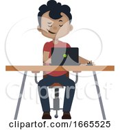 Poster, Art Print Of Boy Is Working On Lap Top