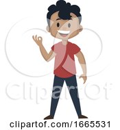 Poster, Art Print Of Boy Is Showing Ok Gesture With Hand