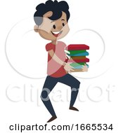 Poster, Art Print Of Boy Is Holding Books