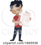 Poster, Art Print Of Boy Is Reading Newspapers