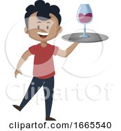 Poster, Art Print Of Boy Is Serving Glass Of Wine