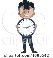 Poster, Art Print Of Boy Is Holding Clock