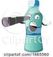Bottle Is Holding Binoculars