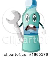 Poster, Art Print Of Bottle Is Holding Wrench Tool
