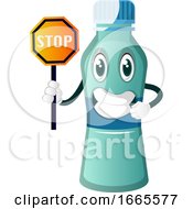 Poster, Art Print Of Bottle Is Holding Stop Sign